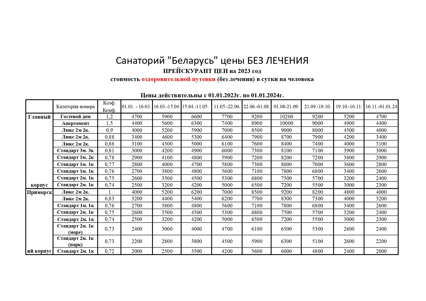 Цены Беларусь БЕЗ ЛЕЧЕНИЯ 2023 page 0001